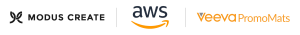Modus Create, AWS, Veeva PromoMats logos